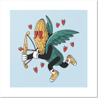 corn with wings and an arrow is holding a heart Posters and Art